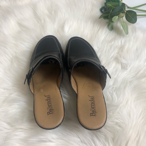 Bjorndal Black leather mule clogs size 8.5 M - Picture 3 of 8